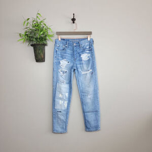 American Eagle Vintage Hi Rise Doodle Me Up Tomboy Jeans Embroidered AE 4